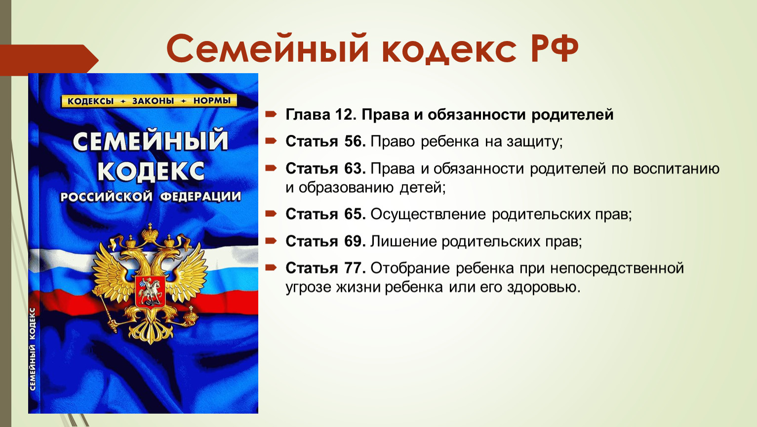 Конституция РФ семейный кодекс