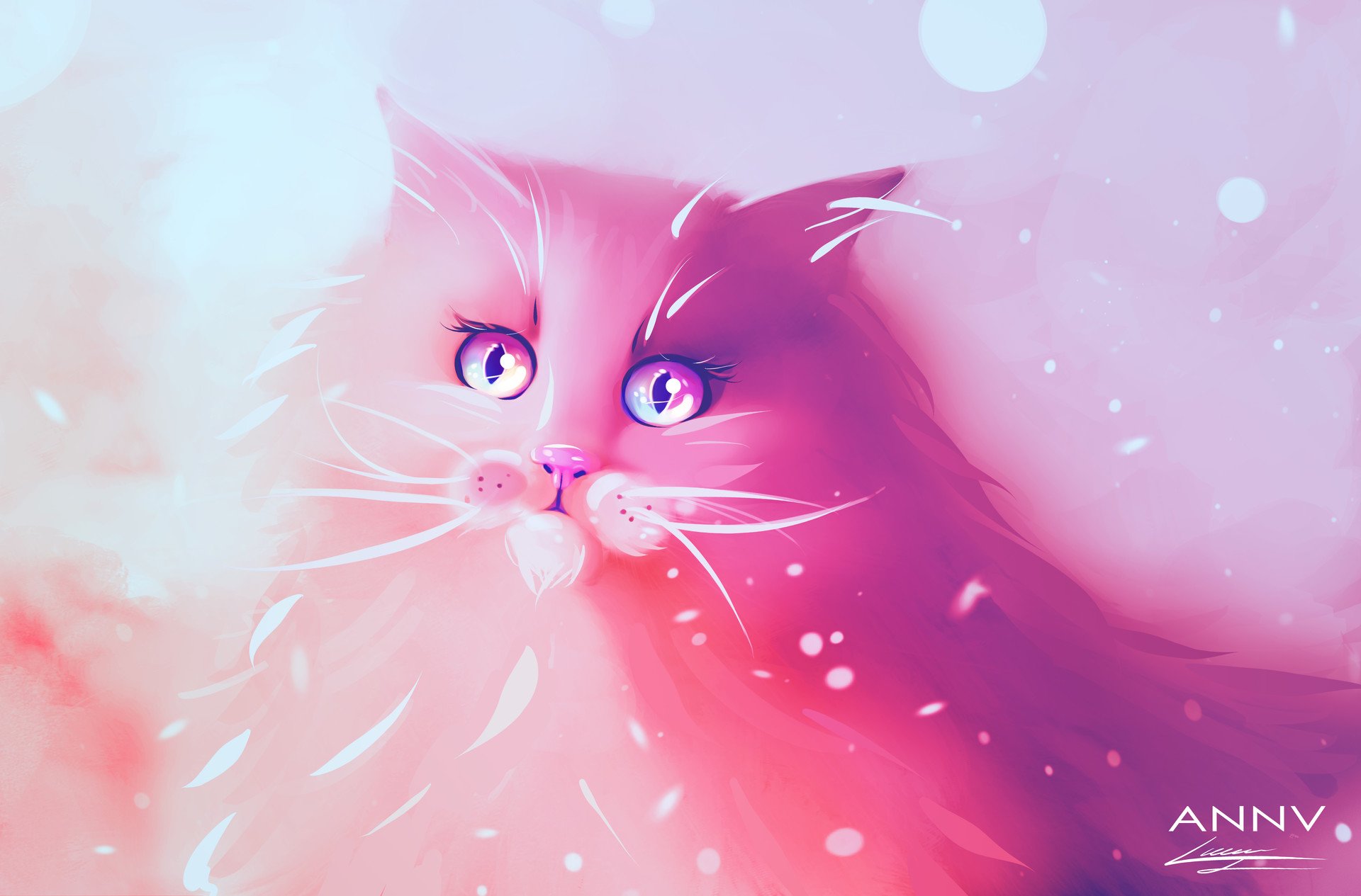 Обои милашки. Рихардс Донскис. Розовый кот. Розовая кошка. Розовый котенок.