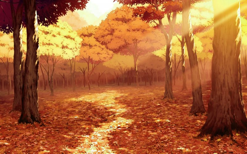 Осень в аниме стиле