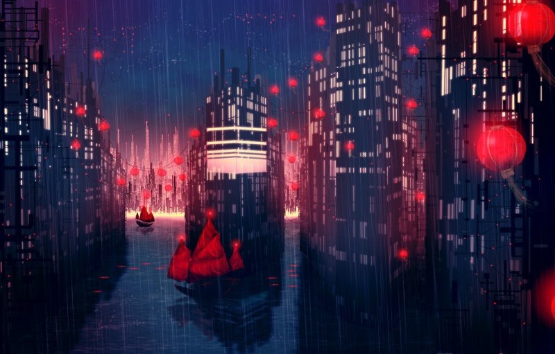 Дождливый город аниме