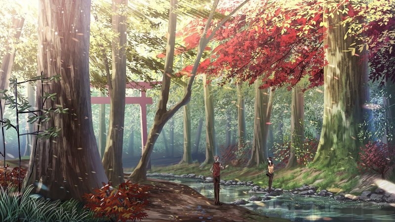 Осенний пейзаж аниме