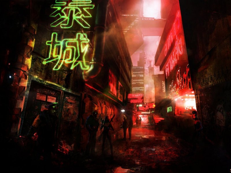 Cyberpunk улица красных фонарей