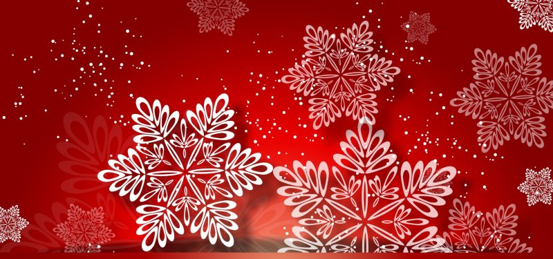 Красный новогодний фон со снежинками
