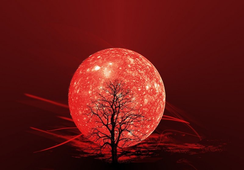 Красивая красная Луна