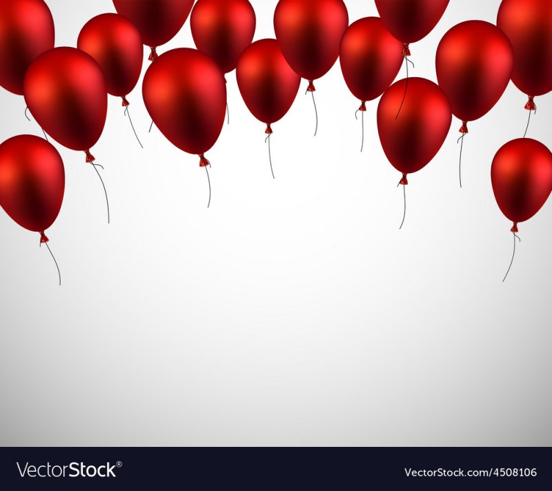 Фон для дня рождения с шариками красный