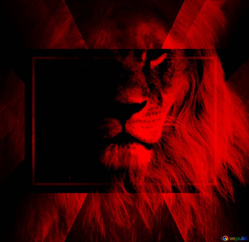 Лев в красных тонах