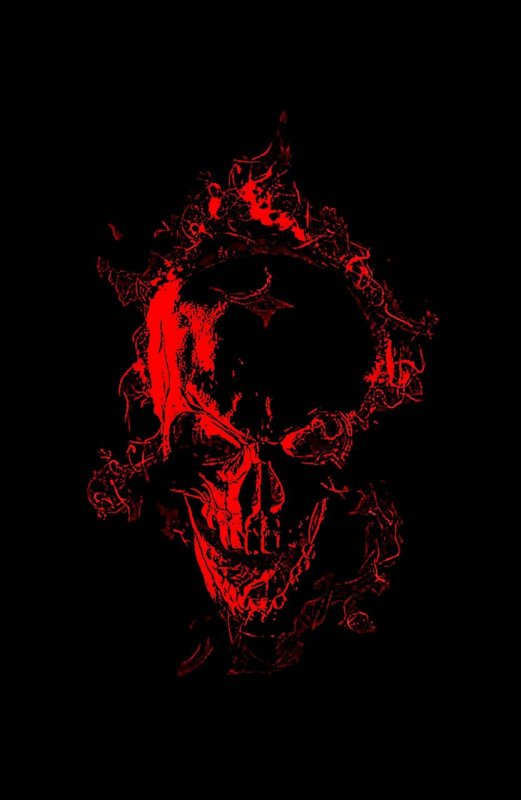 Красный череп на черном фоне