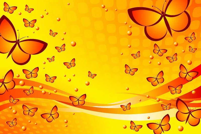Бабочки на желтом фоне