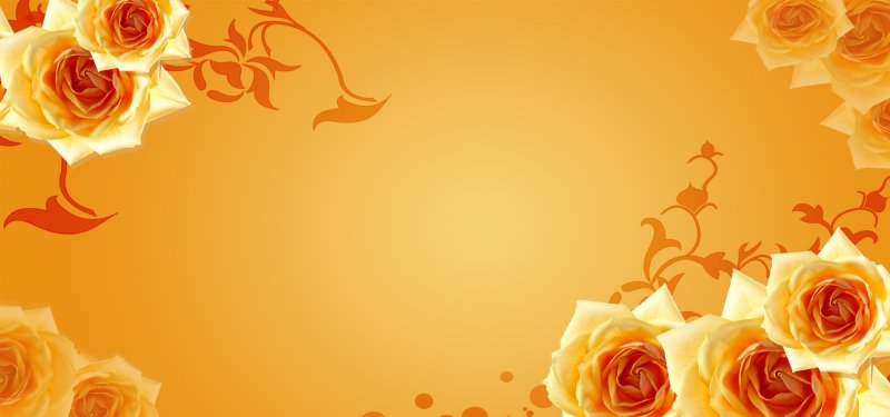 Оранжевый фон с цветочками