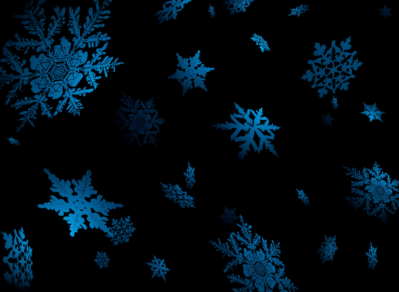 Синяя Снежинка на черном фоне