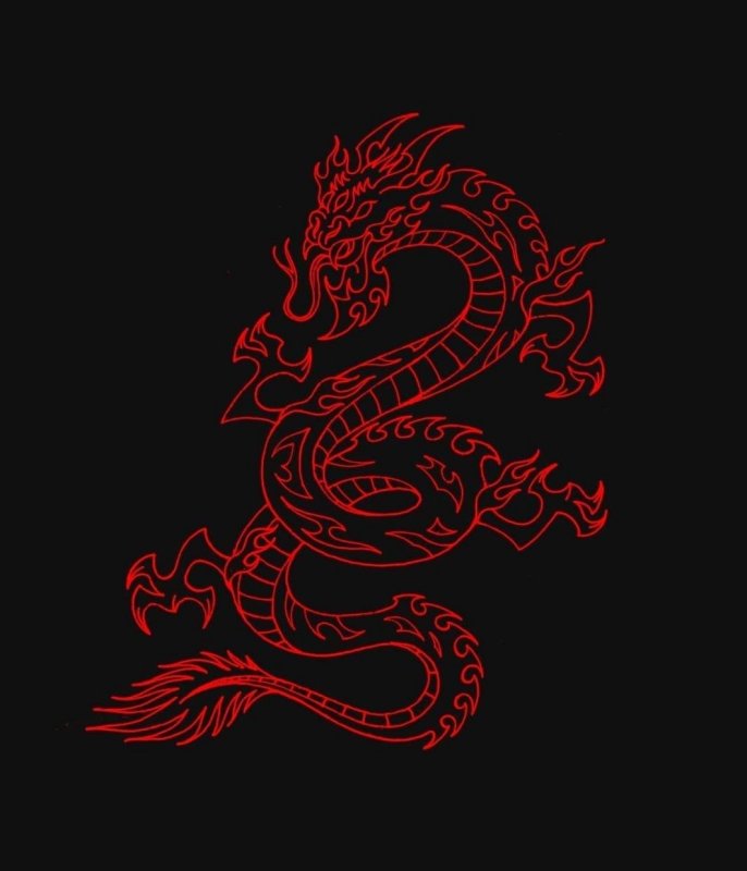 Красный дракон на Красном фоне