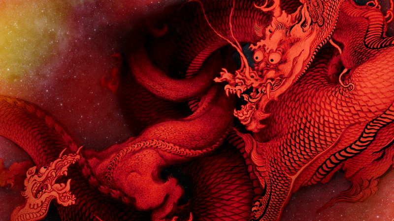 Китайский дракон на Красном фоне