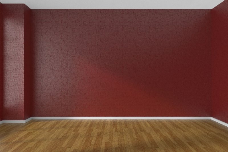 Красная стена в интерьере без мебели