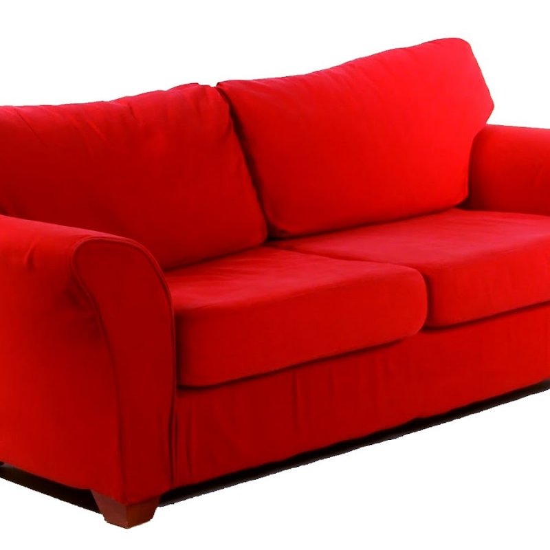 Красный диван на белом фоне