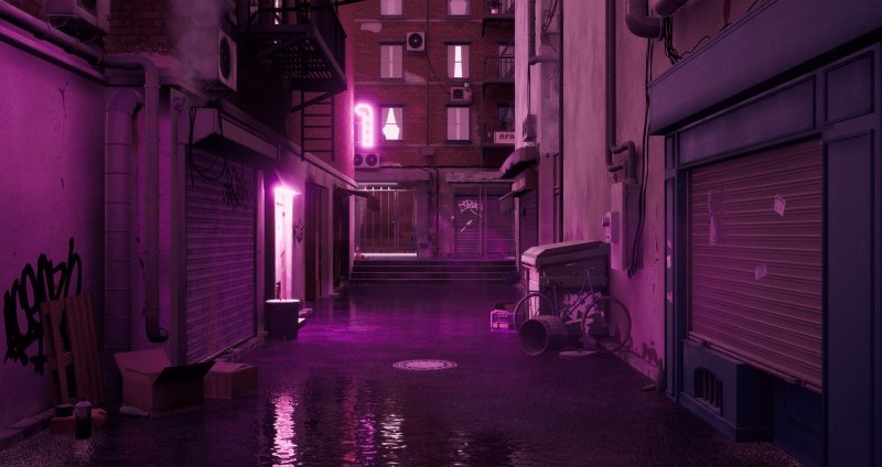 Фиолетовый неоновая улица