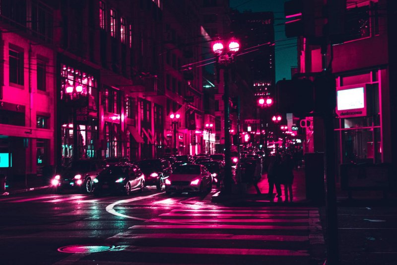 Неон улица ночь