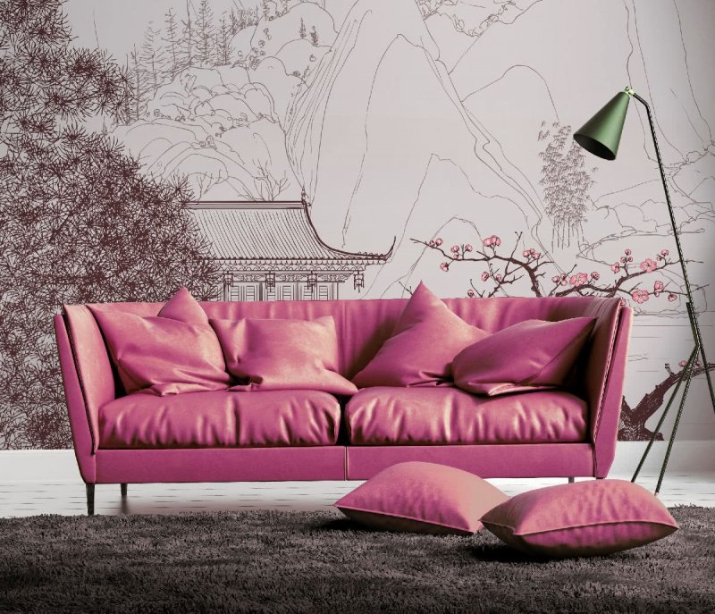 Дизайнерский розовый диван