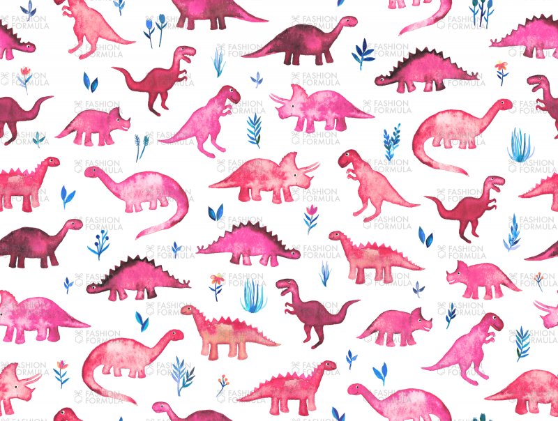 Принт с розовыми динозаврами