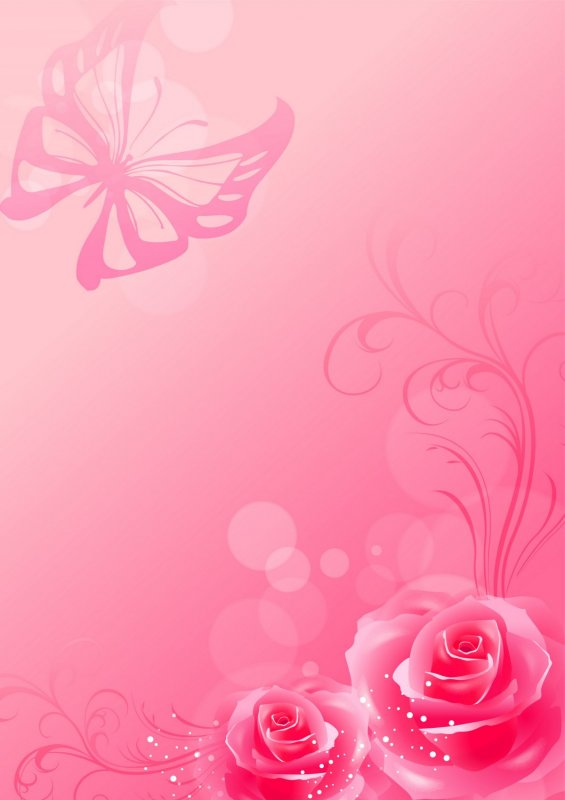 Фон розовый с цветочками по бокам