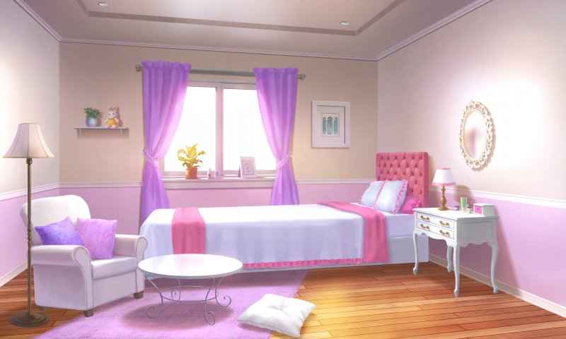 Аниме фон комната розовая