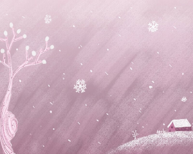 Розовые снежинки на белом фоне
