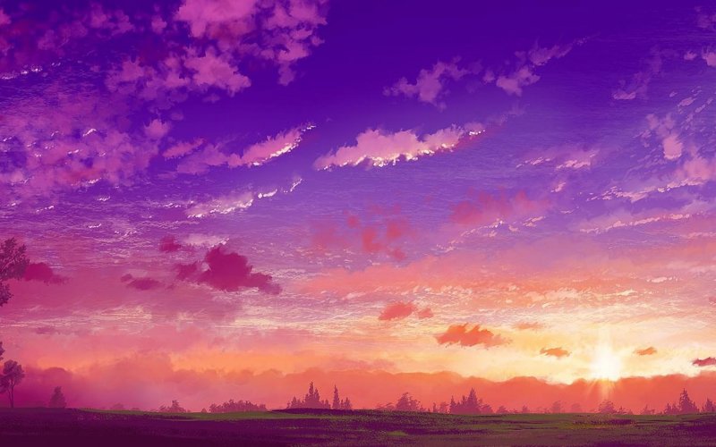 Вечернее небо аниме