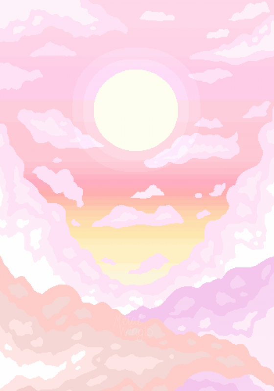 Розовое небо арт