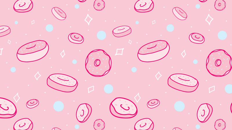 Пончики на розовом фоне