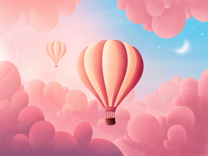 Розовое небо воздушный шар