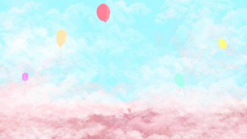 Фон с облачками и воздушным шариком