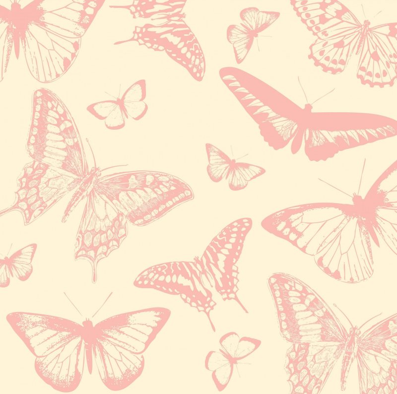 Розовый фон с бабочками