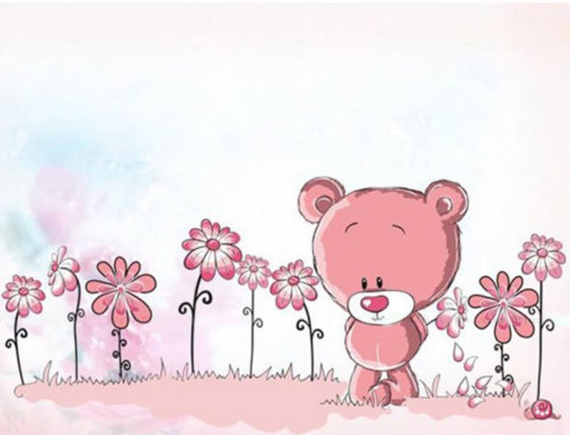 Медвежата на розовом фоне