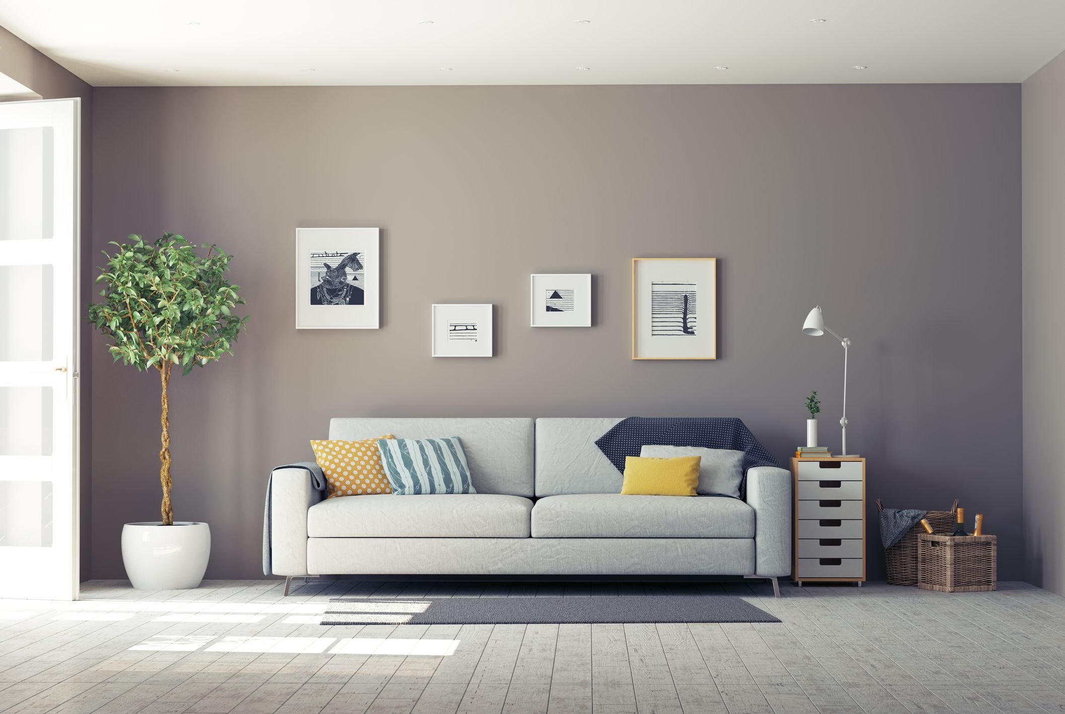 мебель с серыми стенами
