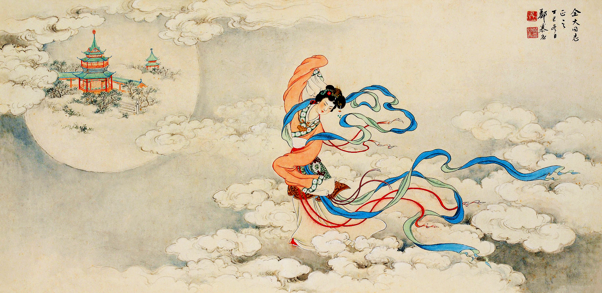 Богиня Чанъэ китайская живопись