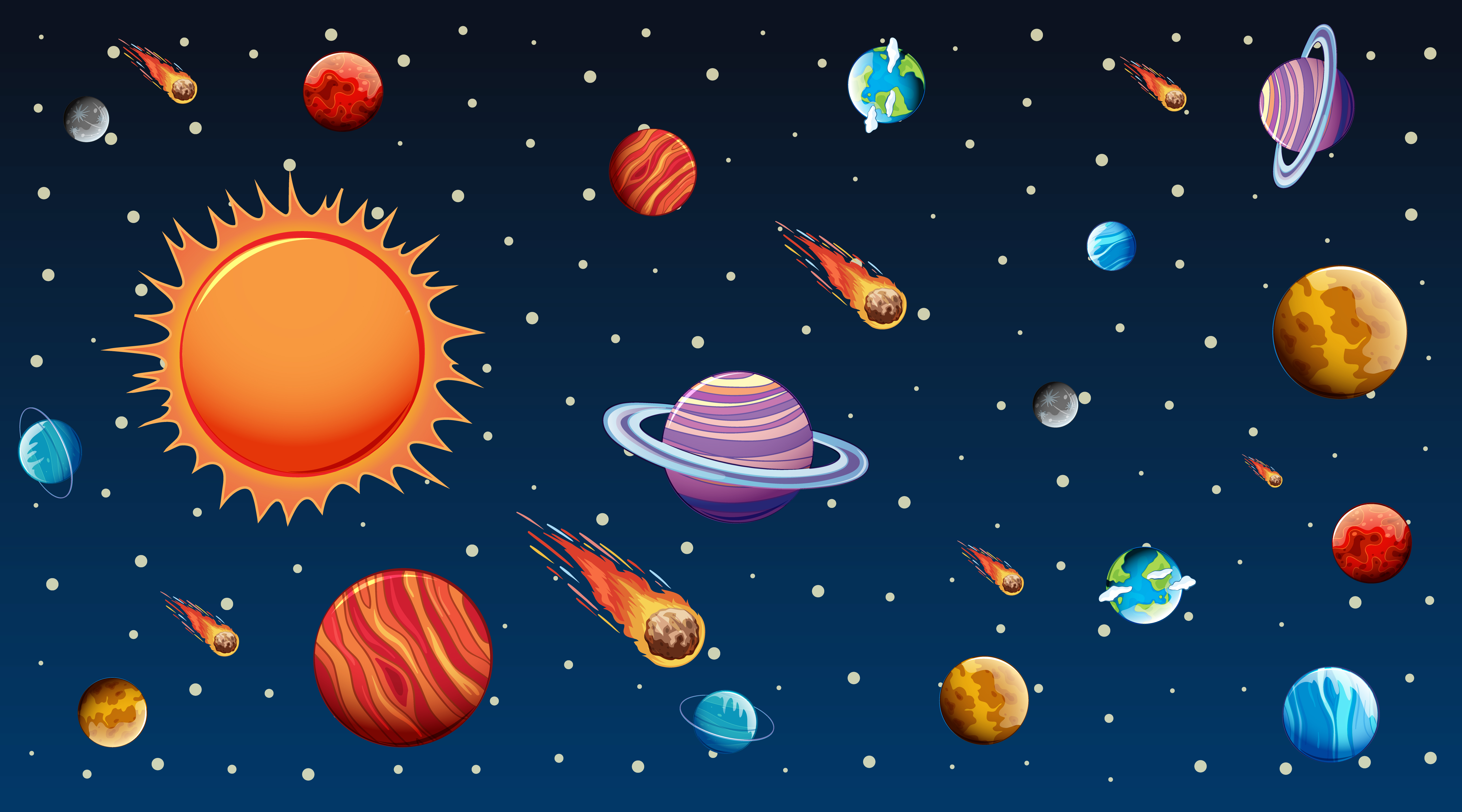 Космический фон с планетами для детей