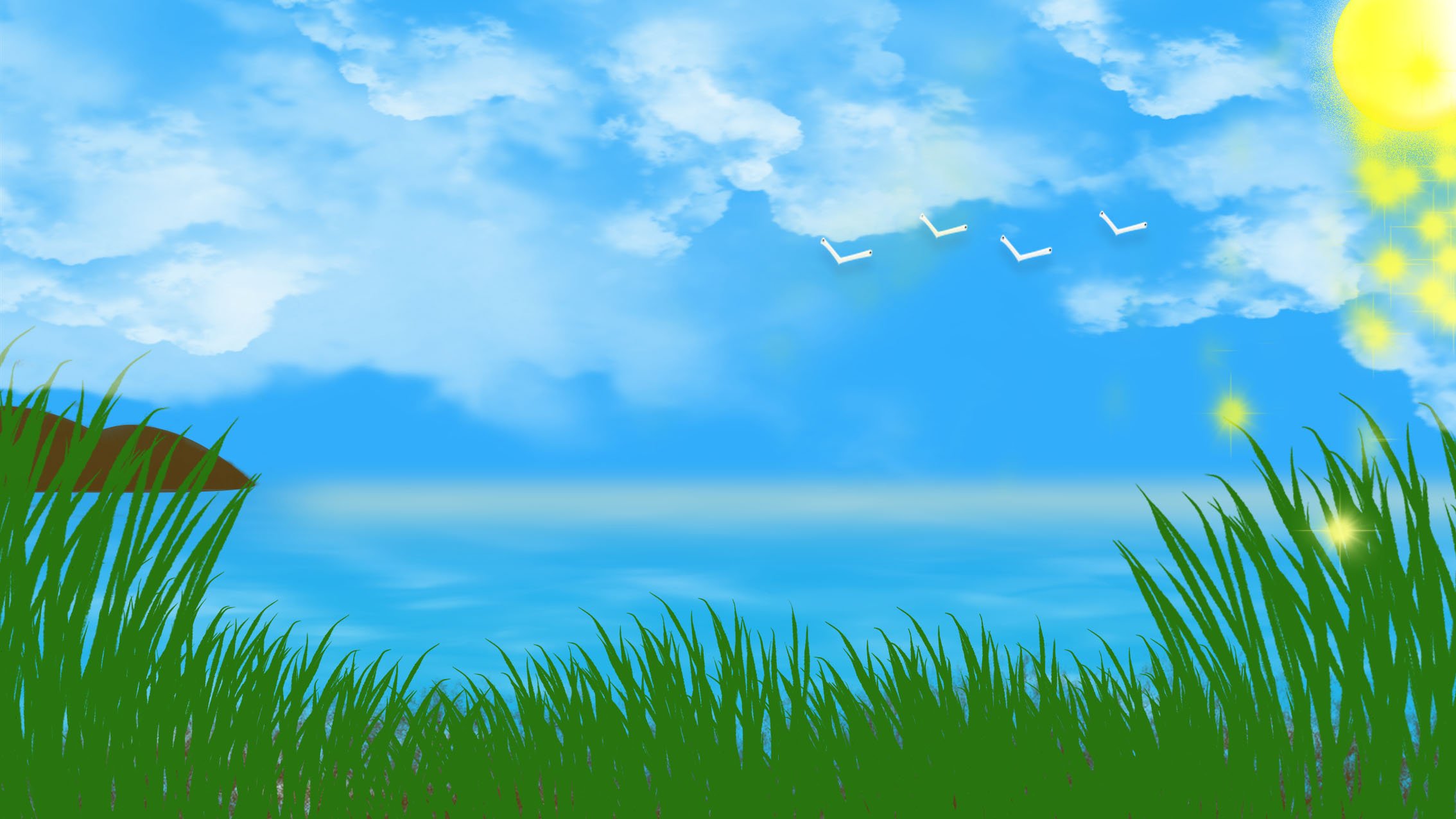Мультяшное небо и трава