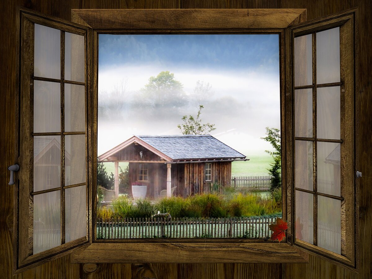 Окна деревенский домик