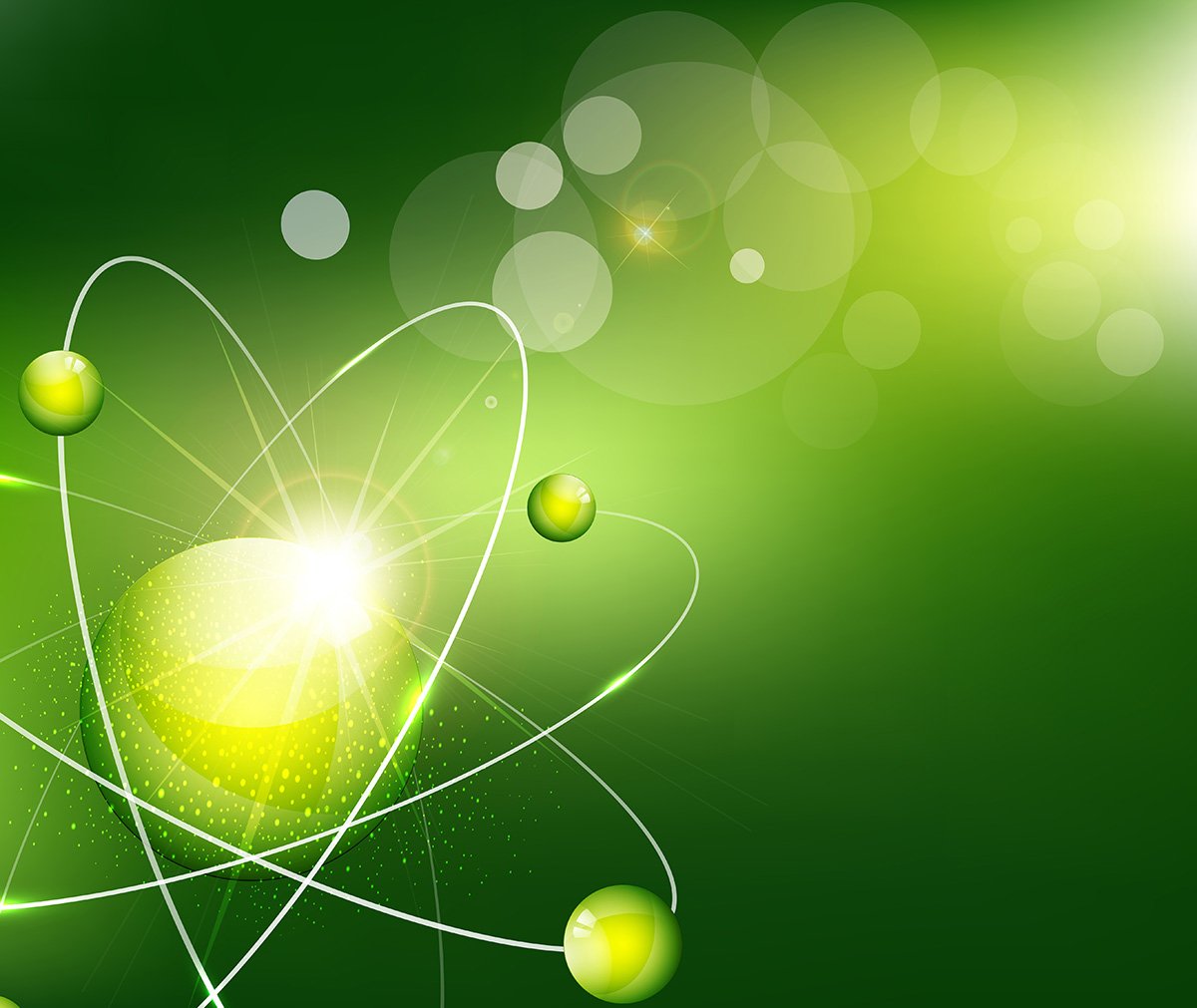Фон атомы зелёный