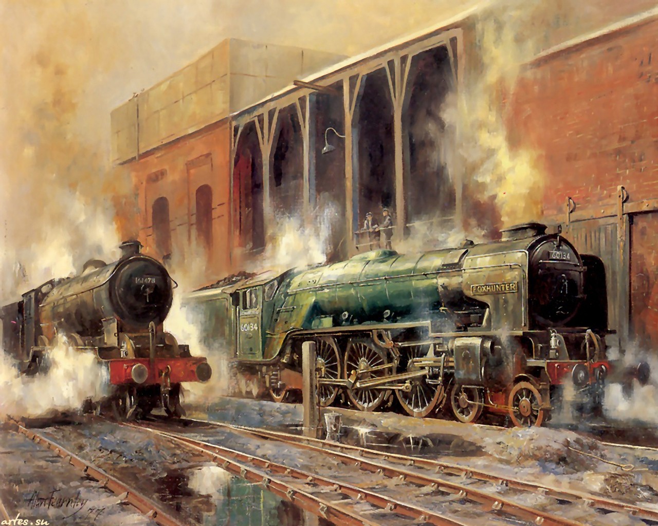 Alan Fearnley картины поездов