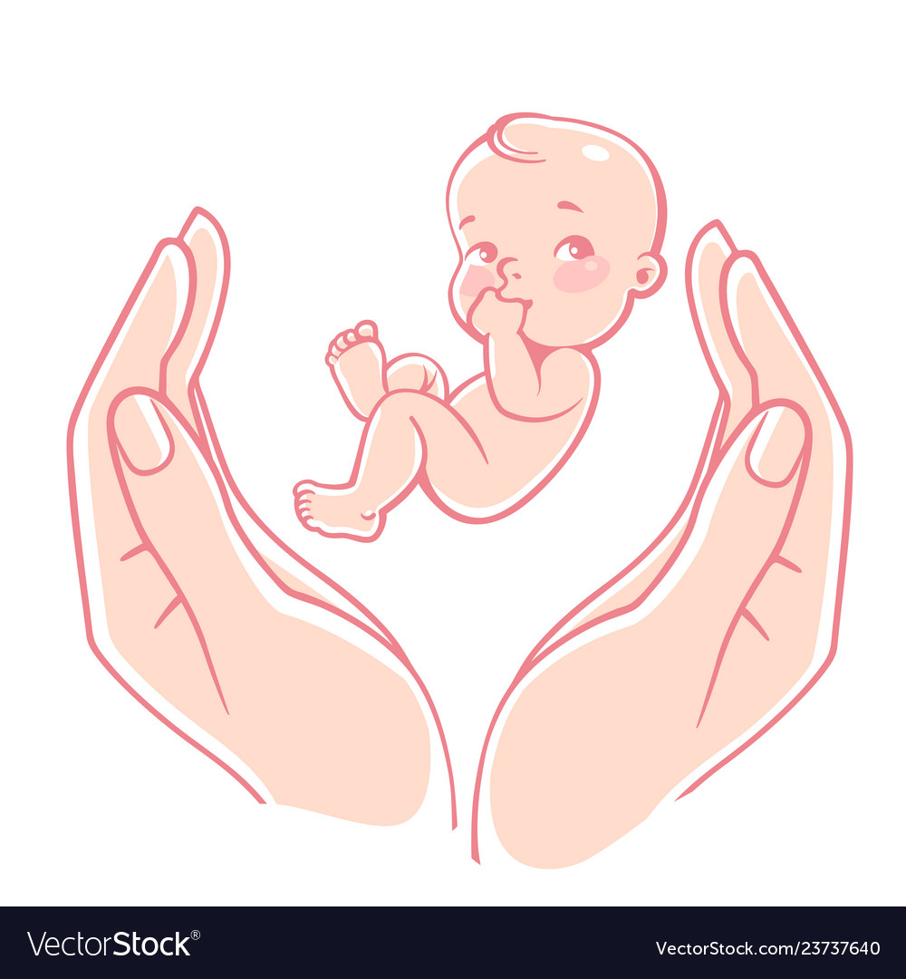Младенец на руках векторное