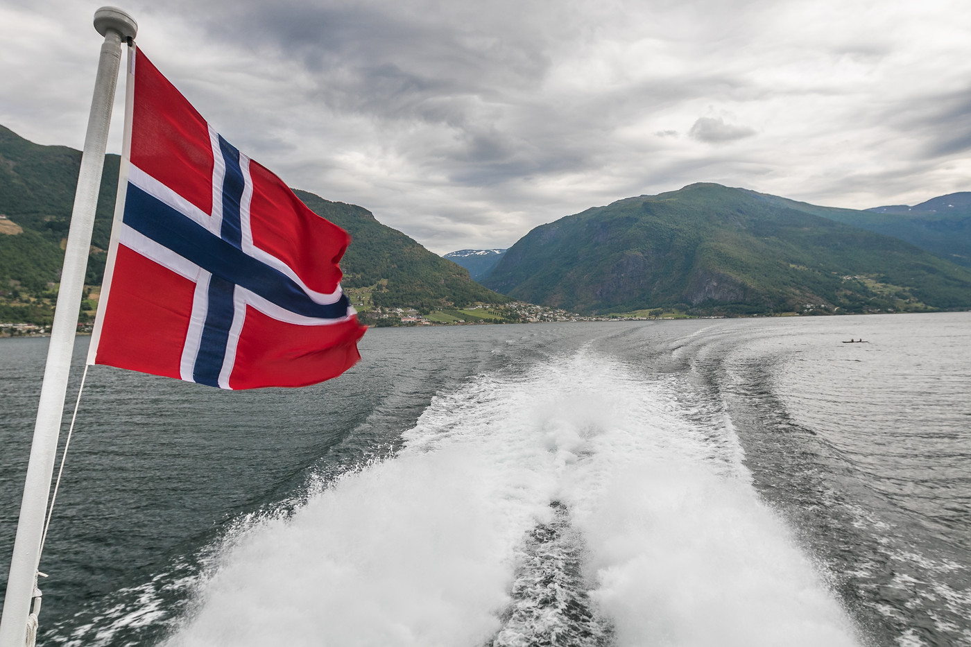 Дом в Норвегии с флагом