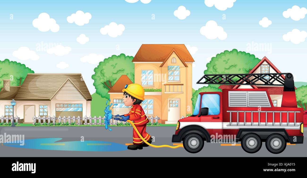 Пожарная машина для детей фон
