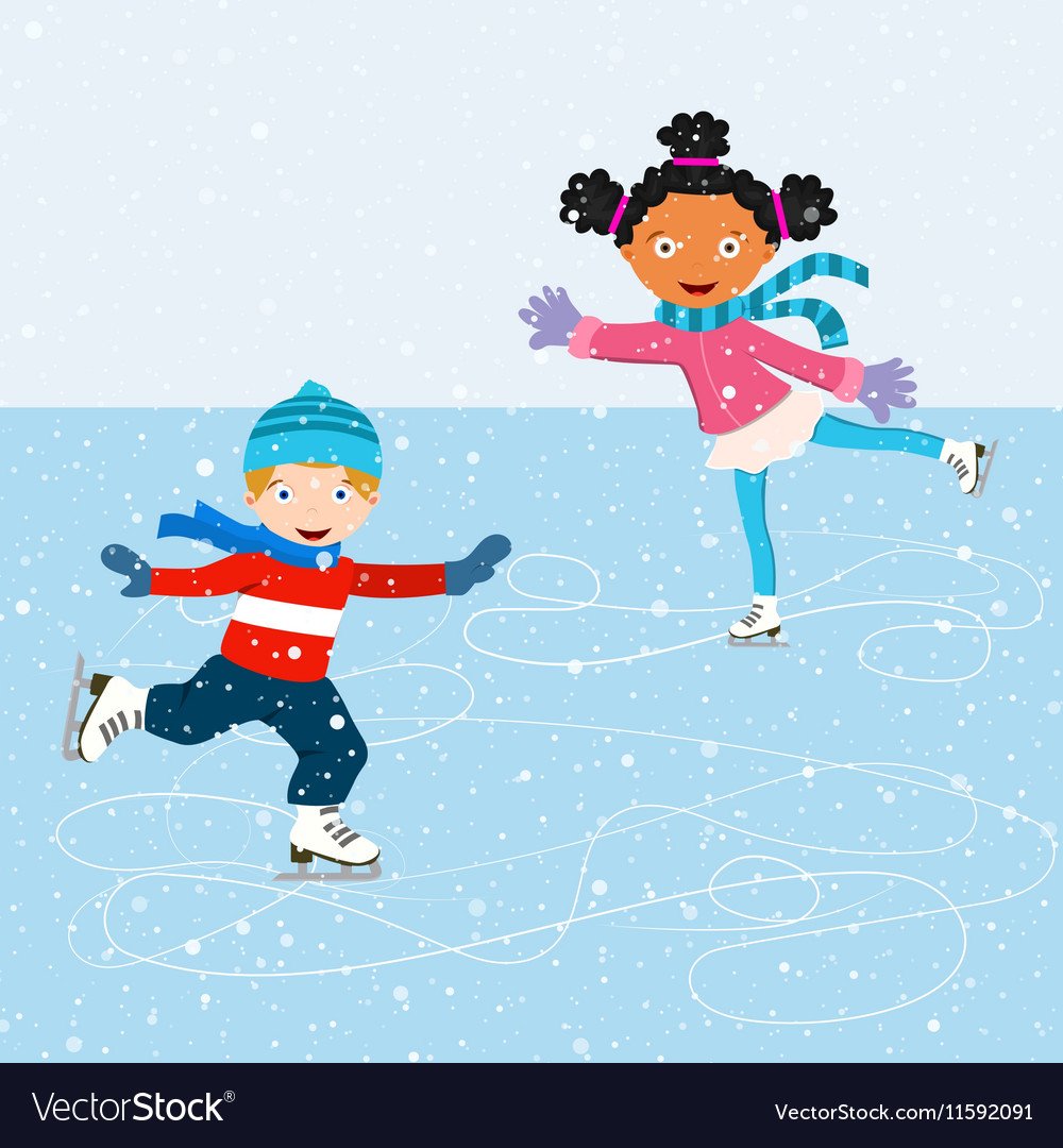 Дети катаются на коньках