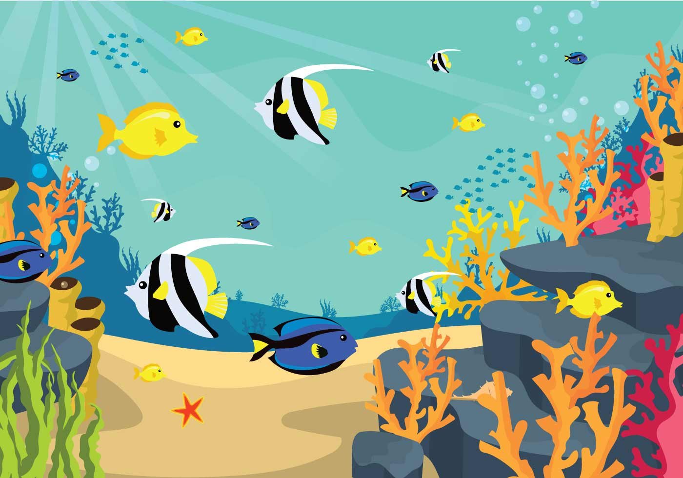 Подводный мир с рыбками для детей