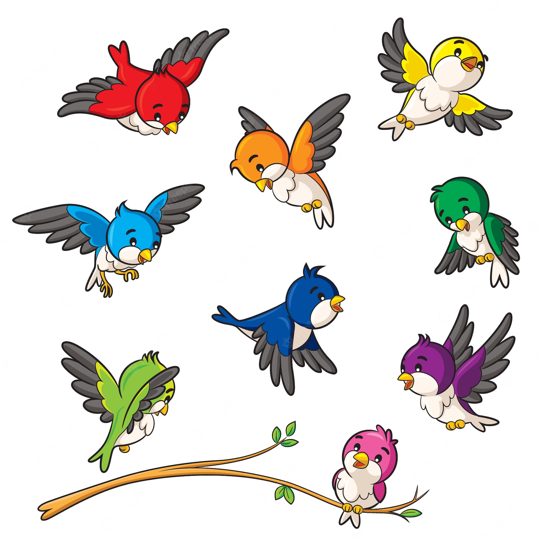 Птички для вырезания цветные