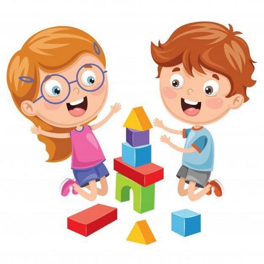 Дети с кубиками вектор