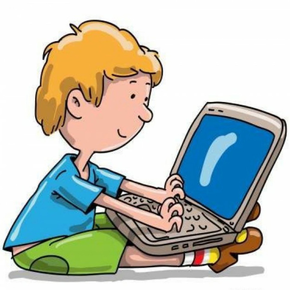 картинки дети за компьютером мультяшные
