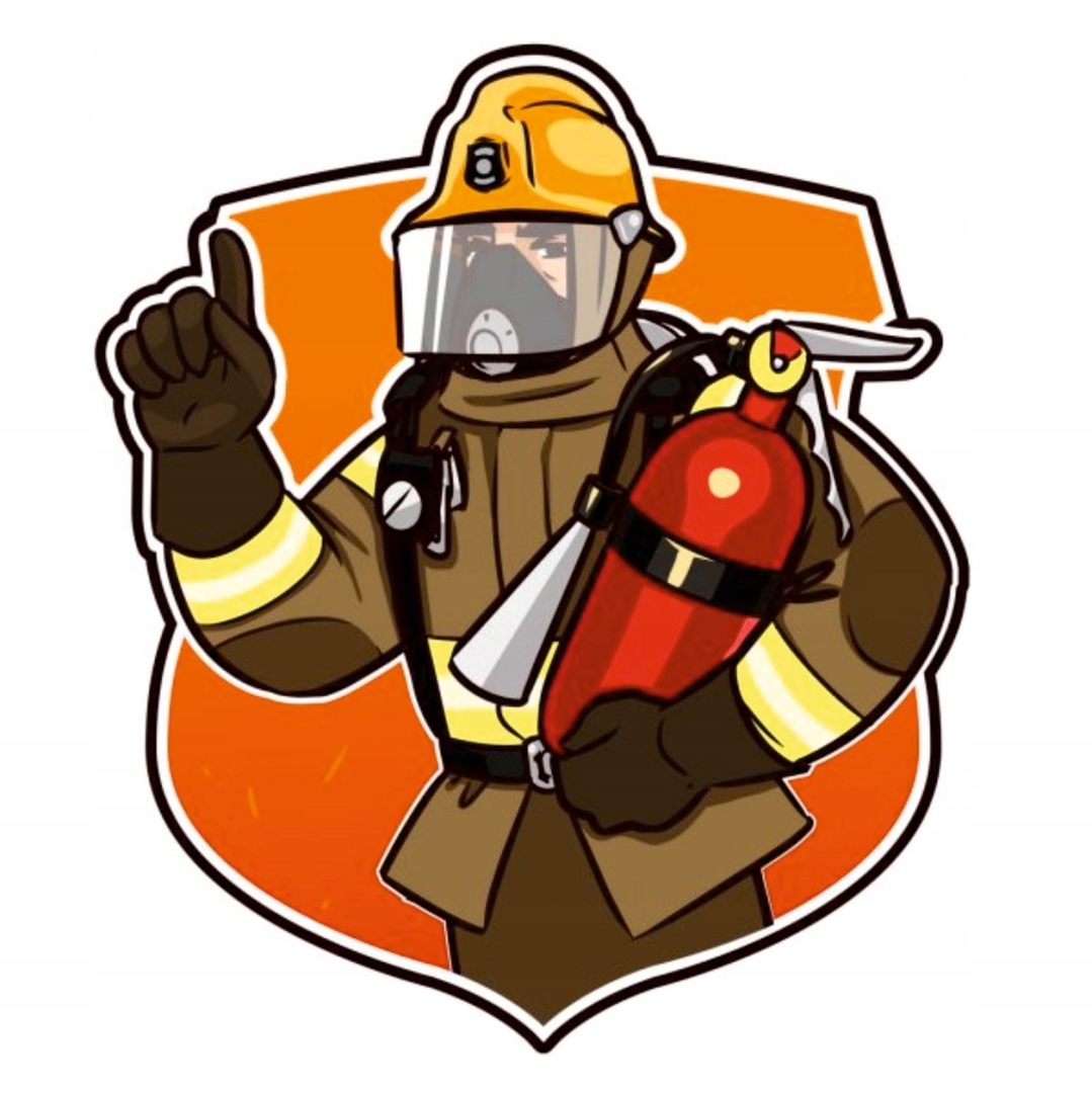 Пожарный с огнетушителем мультяшный