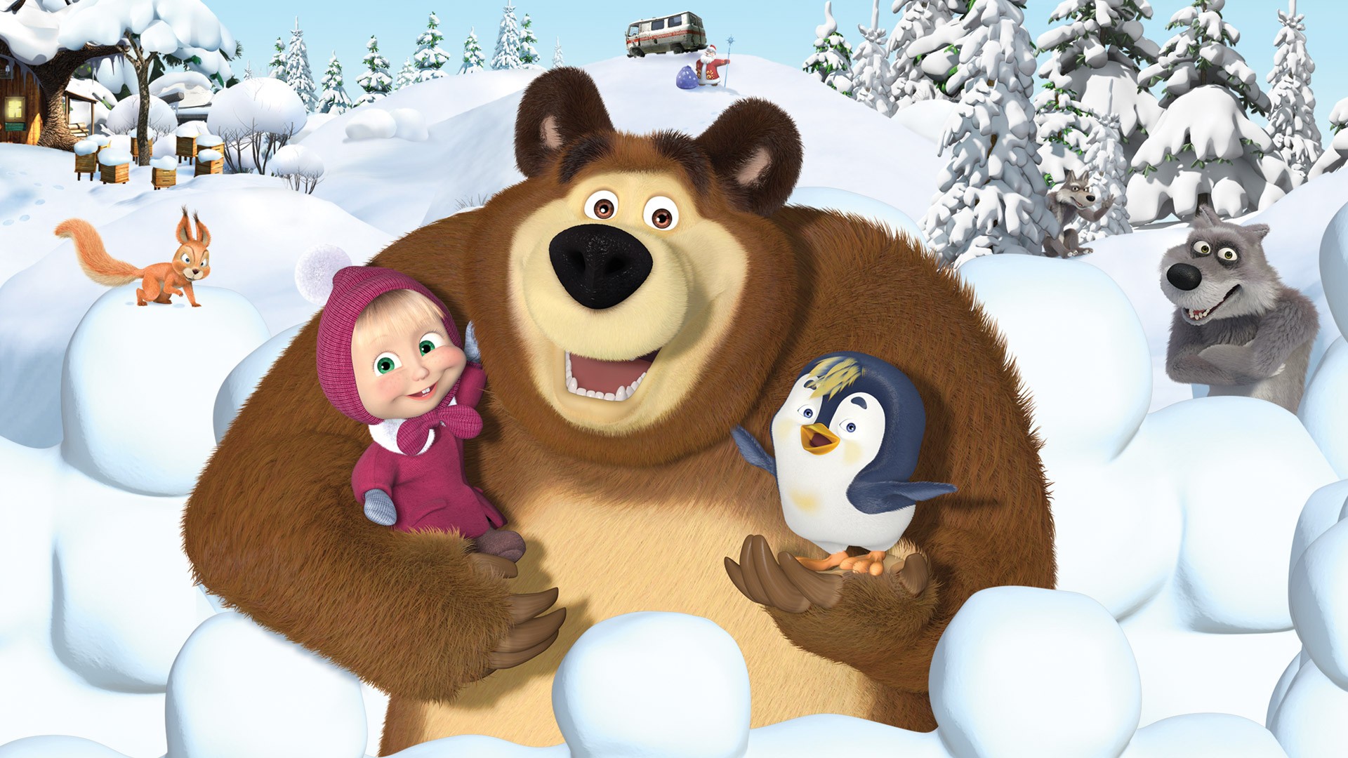 Снег приходит маша и медведь. Маша и медведь. Маша и медведь зимой. Маша и медведь новый год. Медведь зимой.