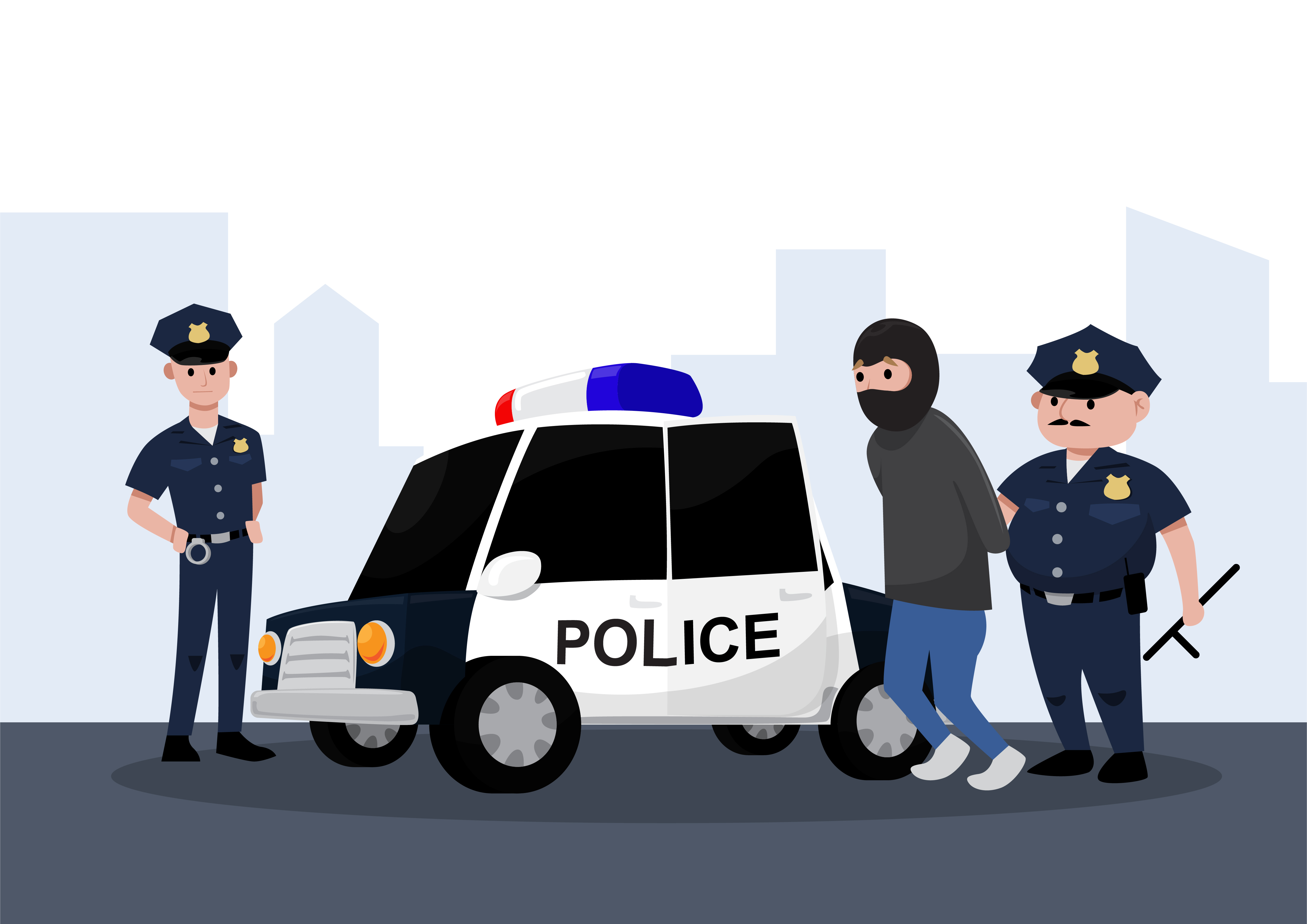 Полиция и преступник иллюстрация